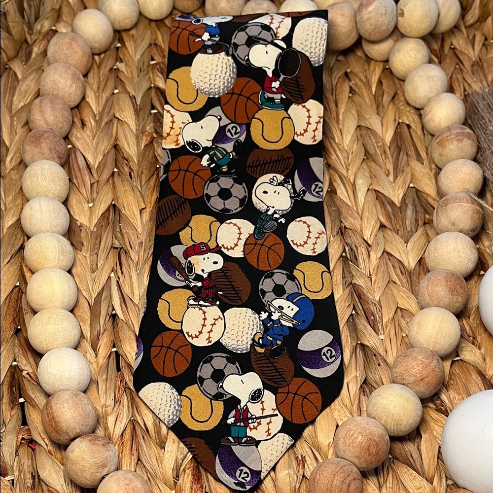 Snoopy Sports Pattern Tie - 100% Silk